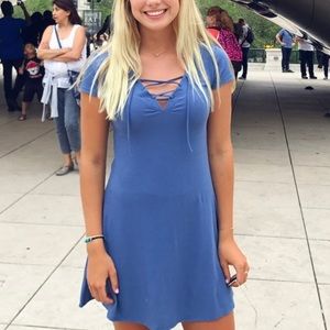 Blue tie up dress size small